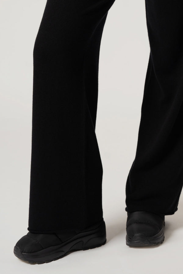 Pantaloni Ampi in Puro Cashmere Nero