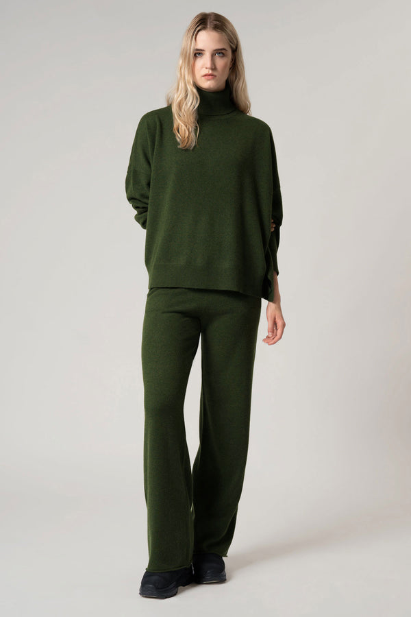 Pantaloni Ampi in Puro Cashmere Loden