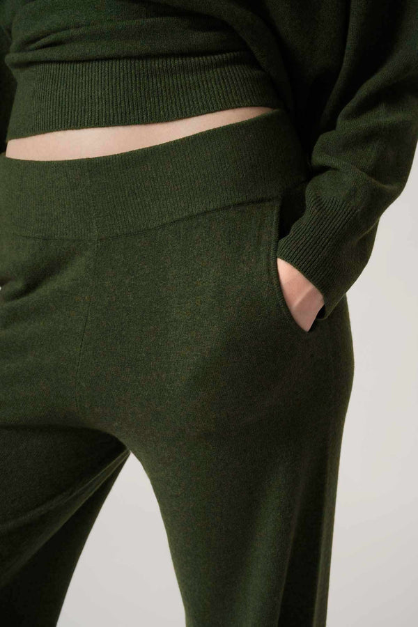 Pantaloni Ampi in Puro Cashmere Loden