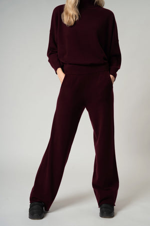 Pantaloni Ampi in Puro Cashmere Acero