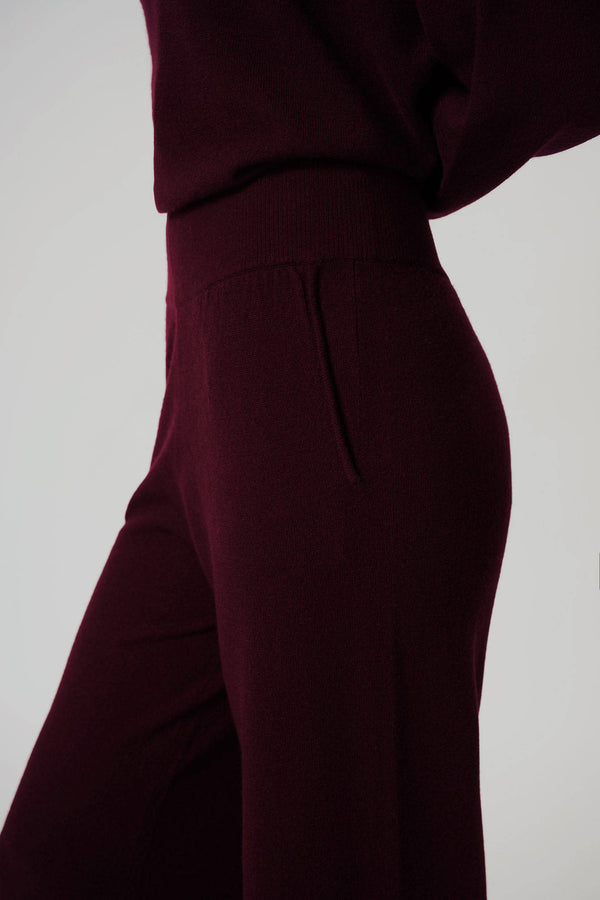 Pantaloni Ampi in Puro Cashmere Acero