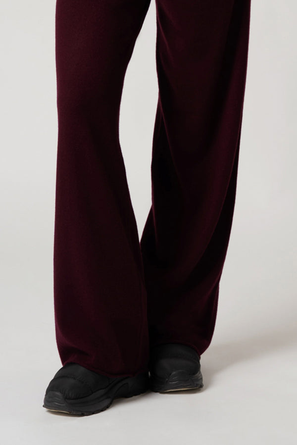 Pantaloni Ampi in Puro Cashmere Acero