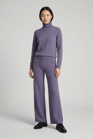 Pantaloni Ampi in Puro Cashmere Malva
