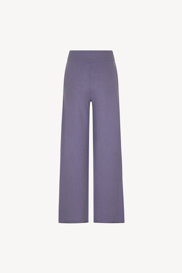 Pantaloni Ampi in Puro Cashmere Malva