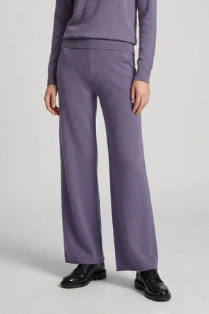 Pantaloni Ampi in Puro Cashmere Malva