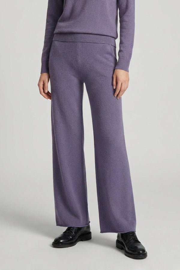 Pantaloni Ampi in Puro Cashmere Malva
