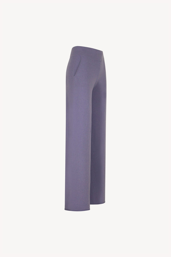 Pantaloni Ampi in Puro Cashmere Malva
