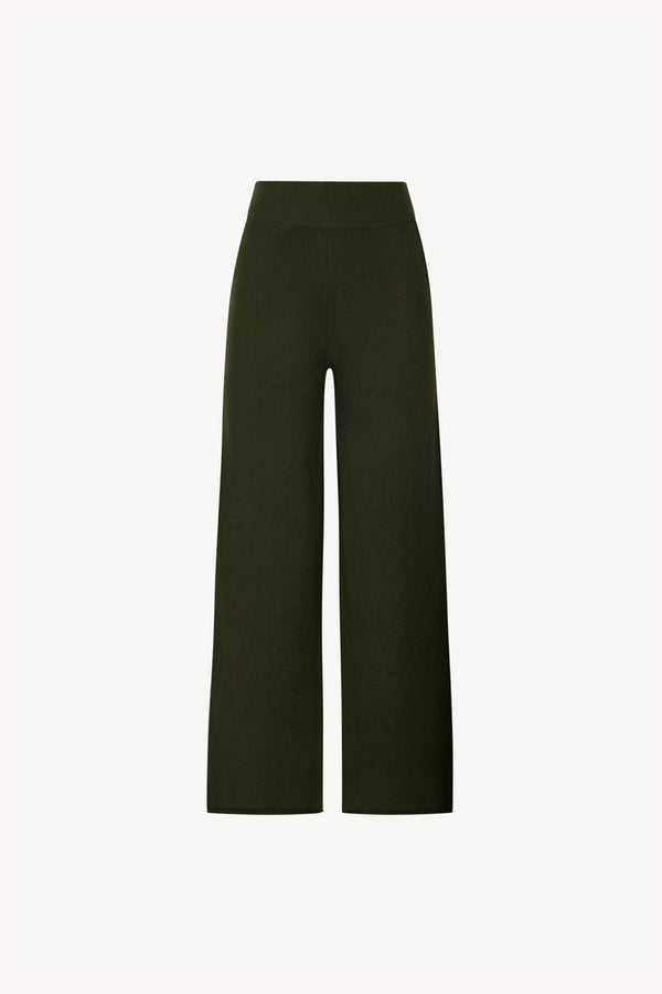 Pantaloni Ampi in Puro Cashmere Foresta