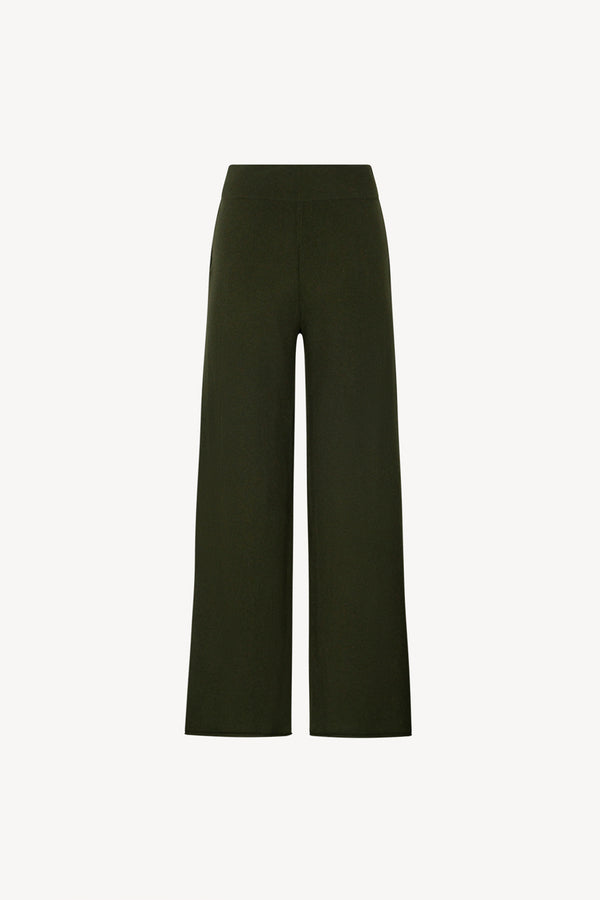 Pantaloni Ampi in Puro Cashmere Foresta