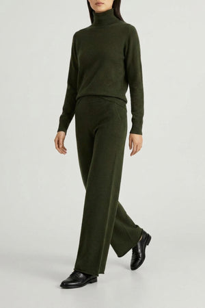 Pantaloni Ampi in Puro Cashmere Foresta