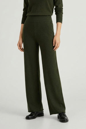 Pantaloni Ampi in Puro Cashmere Foresta
