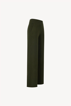 Pantaloni Ampi in Puro Cashmere Foresta