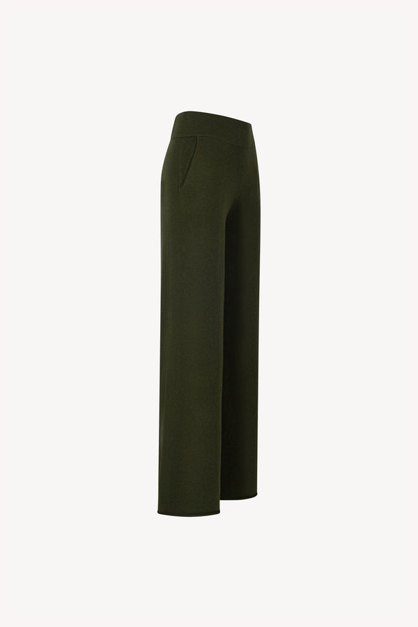 Pantaloni Ampi in Puro Cashmere Foresta