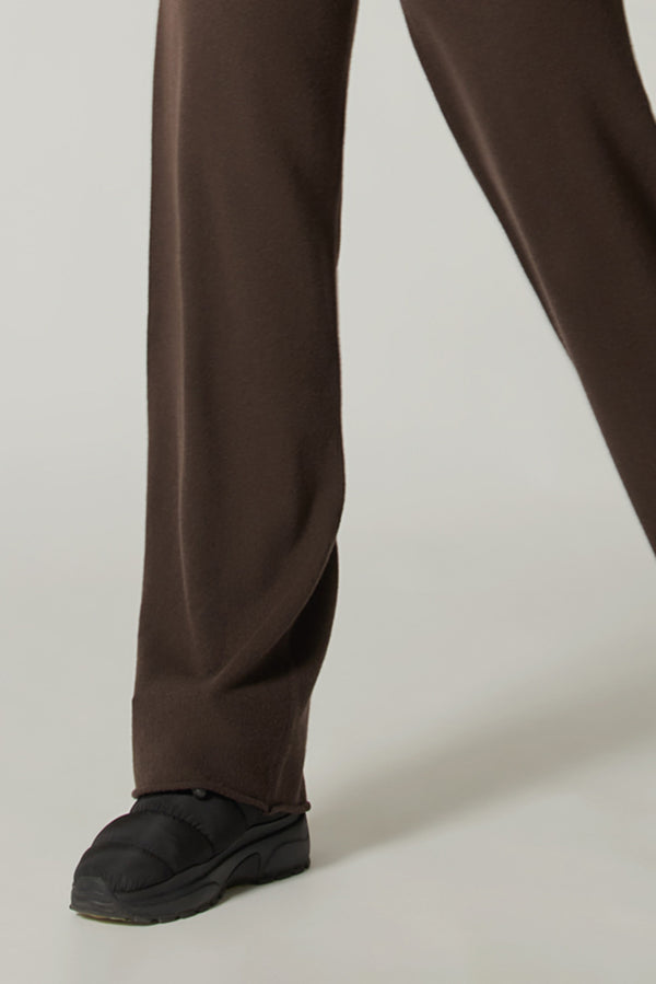 Pantaloni Ampi in Puro Cashmere Mocha