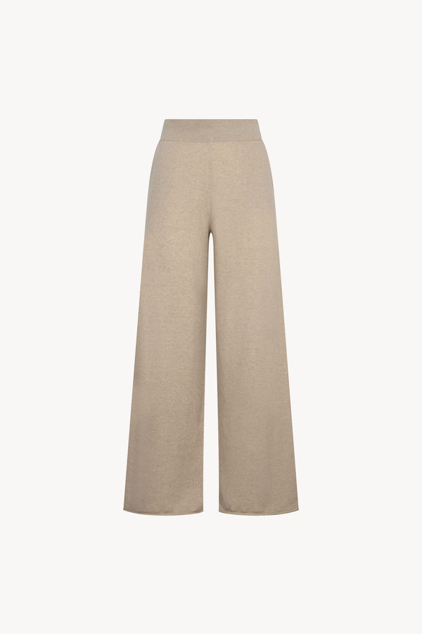 Pantaloni Ampi in Puro Cashmere Avena