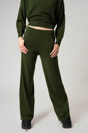 Pantaloni Ampi in Puro Cashmere Avena