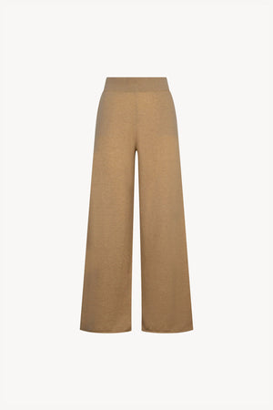 Pantaloni Ampi in Puro Cashmere Cammello