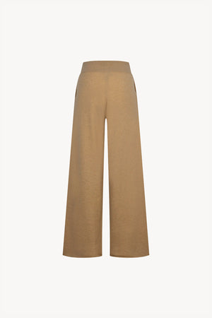 Pantaloni Ampi in Puro Cashmere Cammello