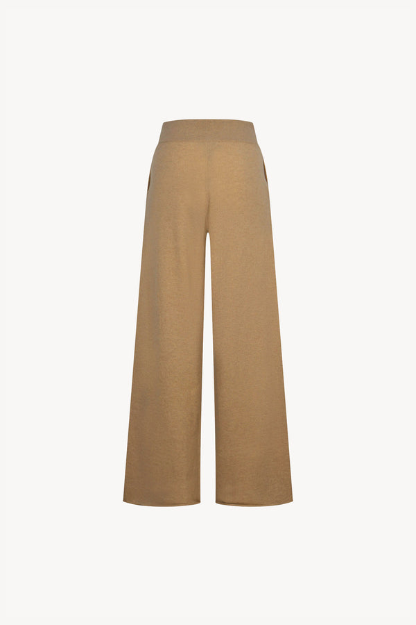 Pantaloni Ampi in Puro Cashmere Cammello