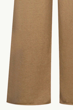 Pantaloni Ampi in Puro Cashmere Cammello