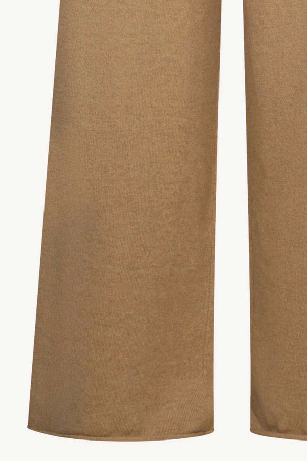 Pantaloni Ampi in Puro Cashmere Cammello