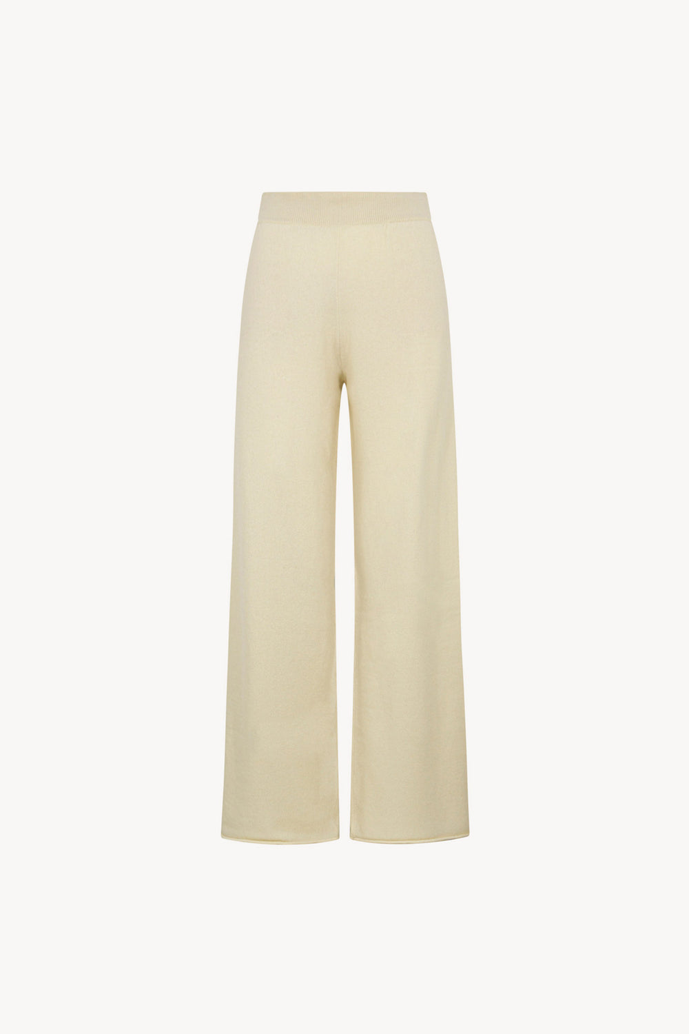 Pantaloni Ampi in Puro Cashmere Latte