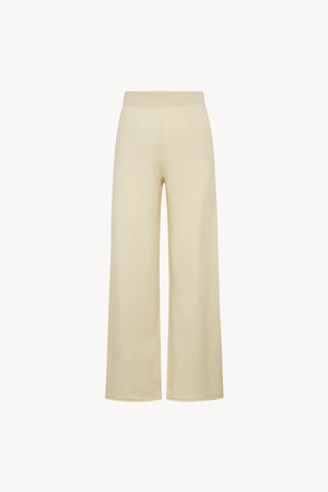 Pantaloni Ampi in Puro Cashmere Latte