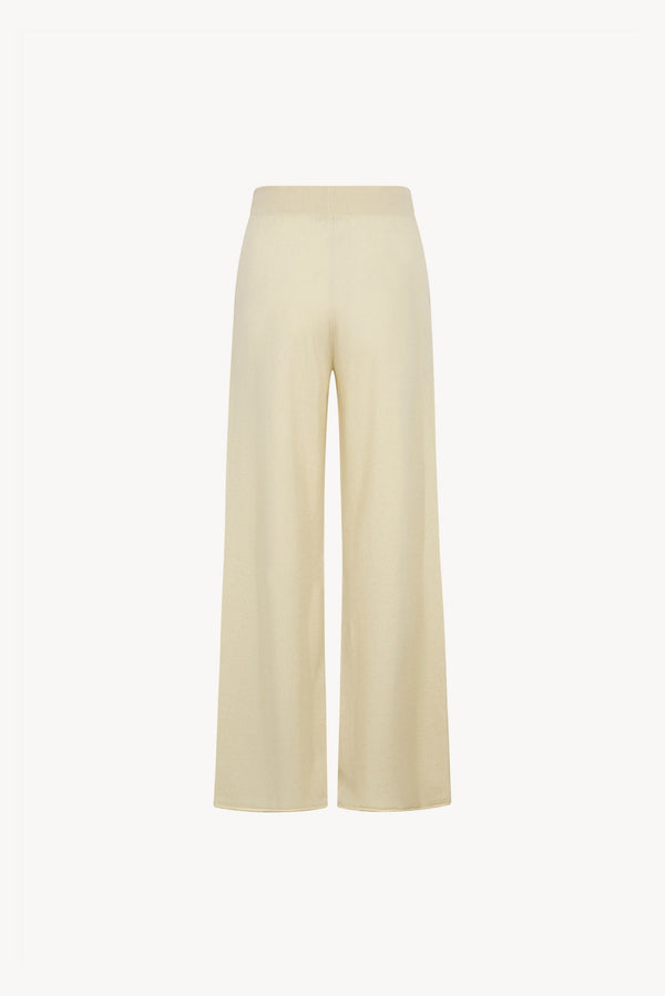 Pantaloni Ampi in Puro Cashmere Latte
