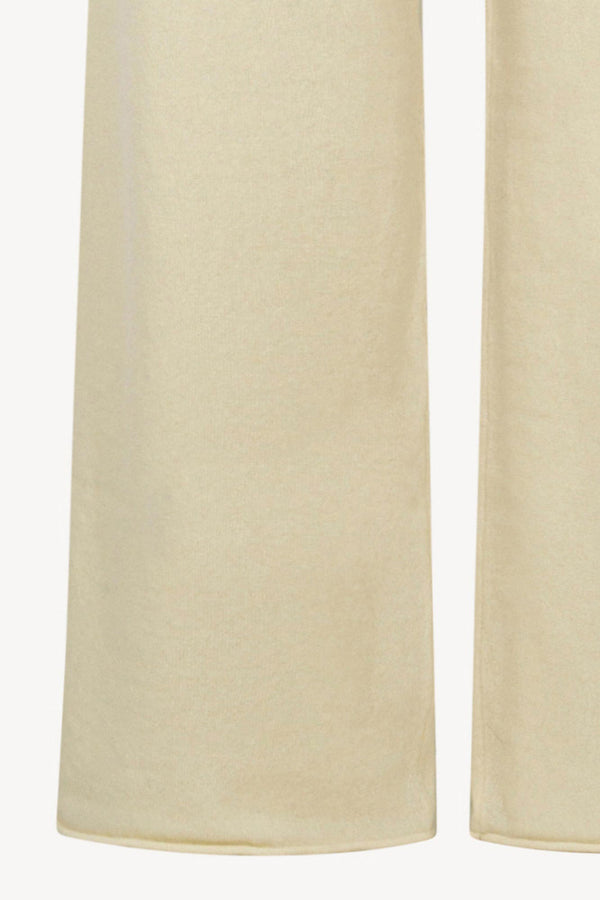Pantaloni Ampi in Puro Cashmere Latte