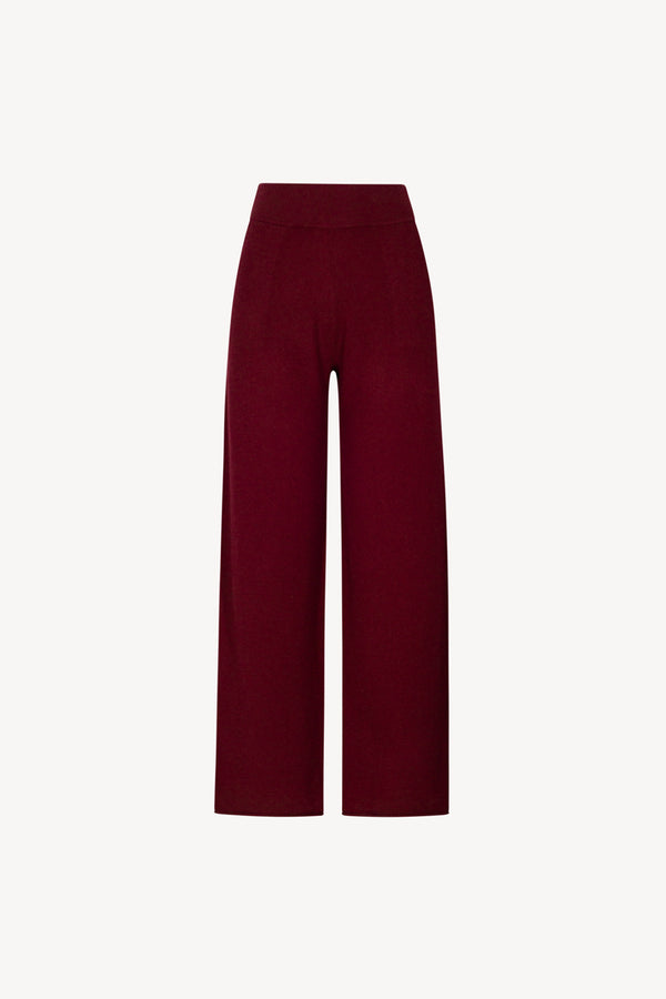 Pantaloni Ampi in Puro Cashmere Melograno