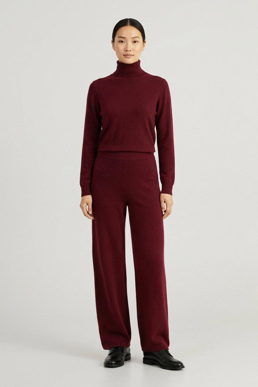 Dark Red Pure Cashmere Trousers