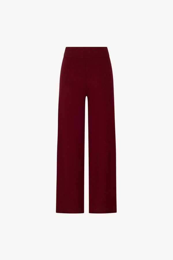 Pantaloni Ampi in Puro Cashmere Melograno