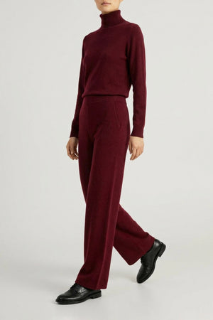 Pantaloni Ampi in Puro Cashmere Melograno