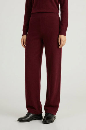 Pantaloni Ampi in Puro Cashmere Melograno