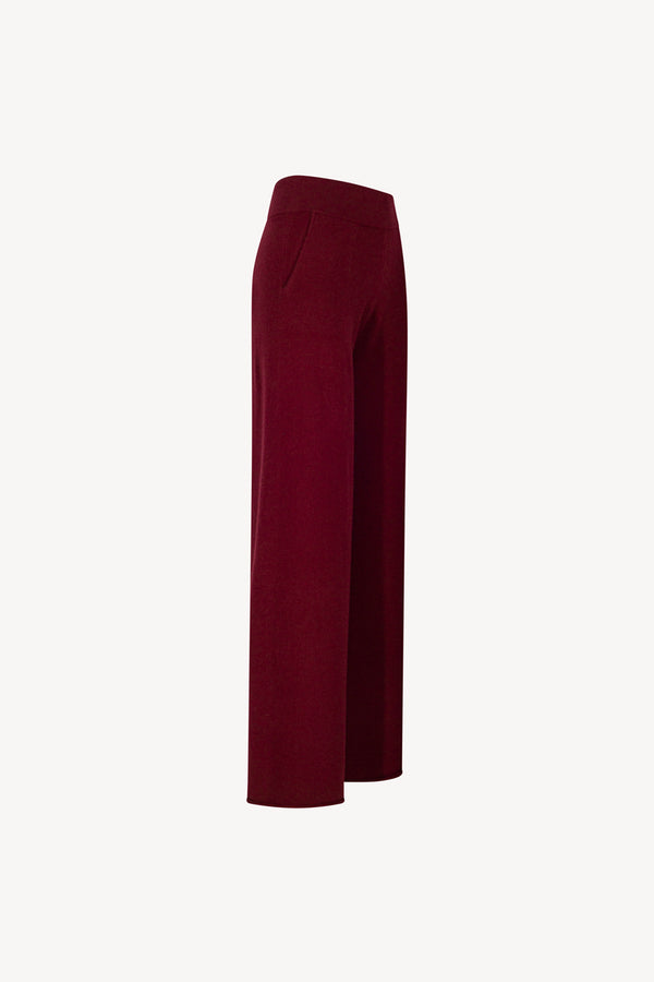 Pantaloni Ampi in Puro Cashmere Melograno