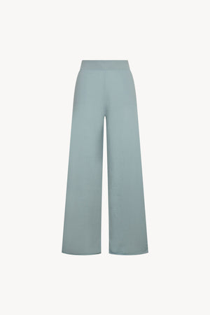 Pantaloni Ampi in Puro Cashmere Acquamarina