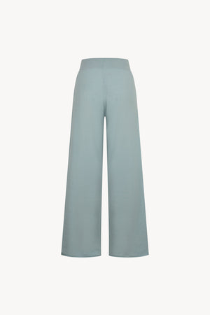 Pantaloni Ampi in Puro Cashmere Acquamarina