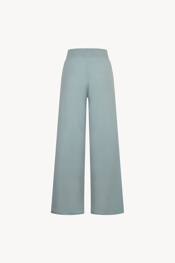 Pantaloni Ampi in Puro Cashmere Acquamarina