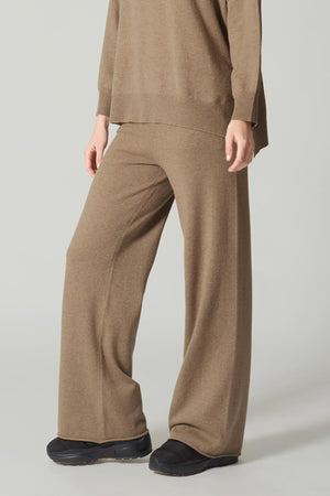 Pantaloni Ampi in Puro Cashmere Acquamarina