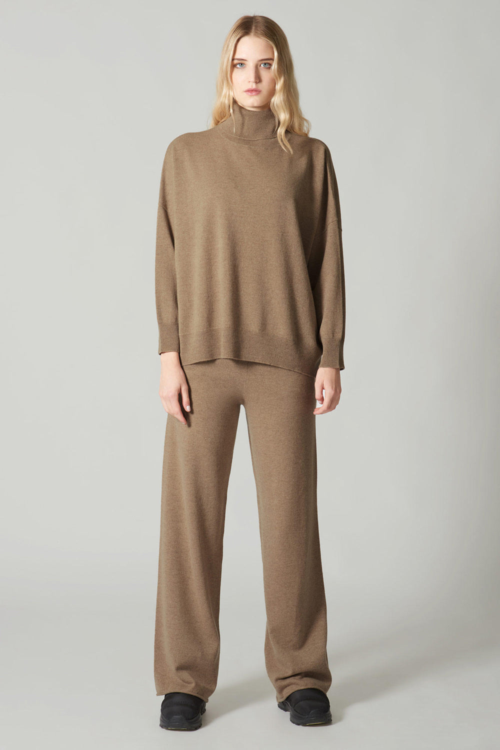 Pantaloni Ampi in Puro Cashmere Dune