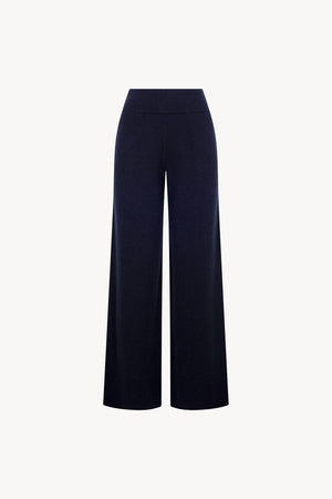 Pantaloni Ampi in Puro Cashmere Notte