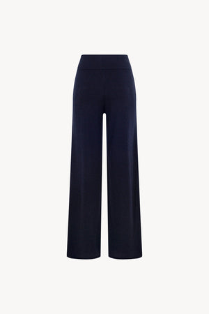 Pantaloni Ampi in Puro Cashmere Notte