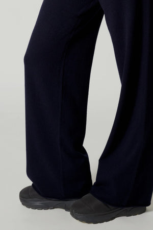 Pantaloni Ampi in Puro Cashmere Notte