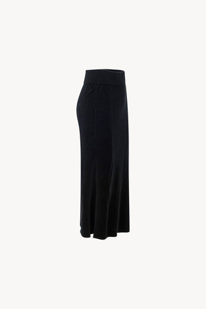 Gonna a Tubo con Spacco in Puro Cashmere Nero
