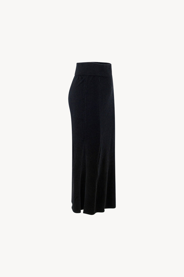 Gonna a Tubo con Spacco in Puro Cashmere Nero