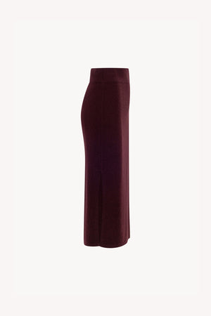 Gonna a Tubo con Spacco in Puro Cashmere Acero