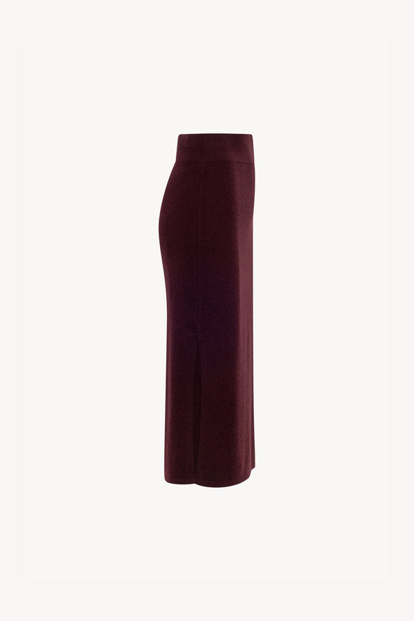 Gonna a Tubo con Spacco in Puro Cashmere Acero
