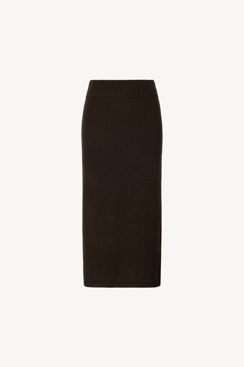 Gonna a Tubo con Spacco in Puro Cashmere Mocha