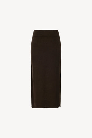 Mocha Pure Cashmere Pencil Skirt with side Slit