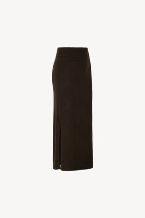 Mocha Pure Cashmere Pencil Skirt with side Slit